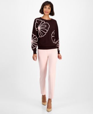 Women's Floral-Embroidered Long-Sleeve Sweater 