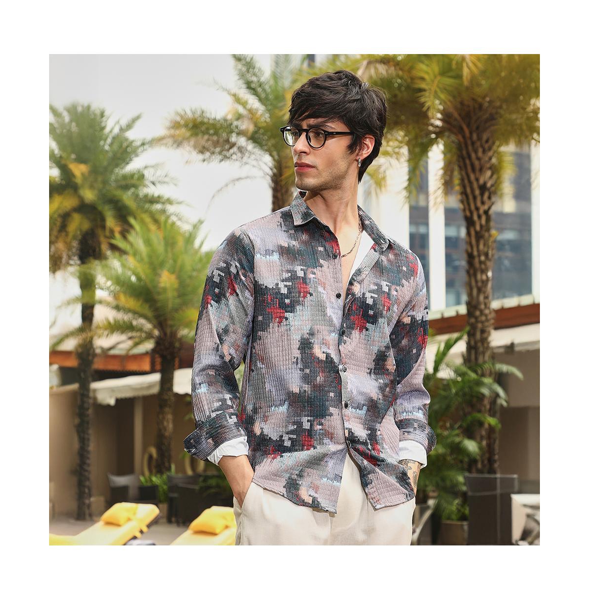 Campus Sutra Men's Artistic-Blur Shirt