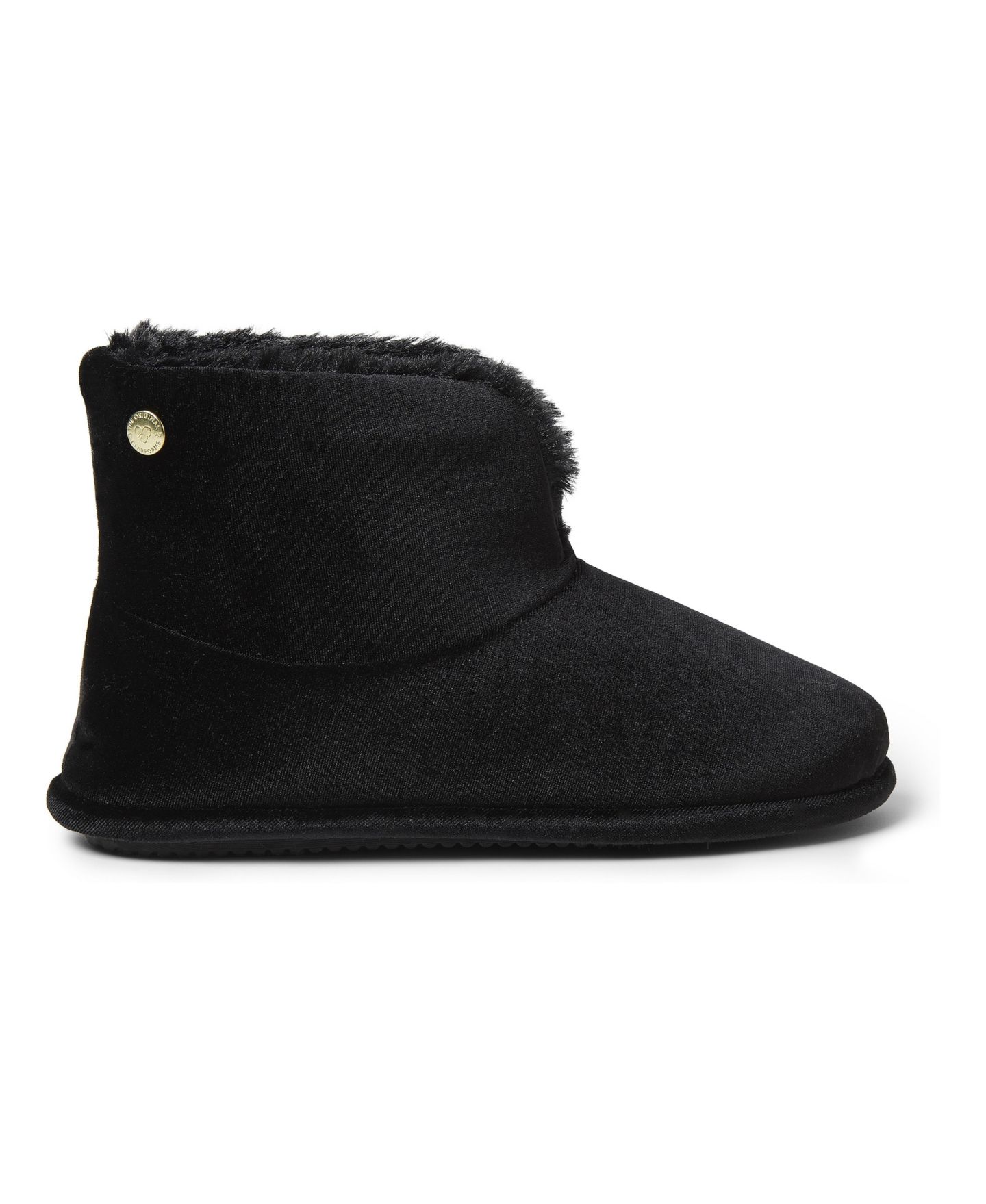 Женские ботинки Dearfoams Sara Shiny Velour Bootie House Slipper Boot, цвет: Чёрный — фото 3