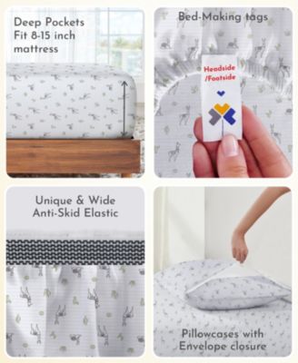 Printed Quatrefoil - 100% Organic Cotton Percale Queen Sheet Set - Deep Pocket,