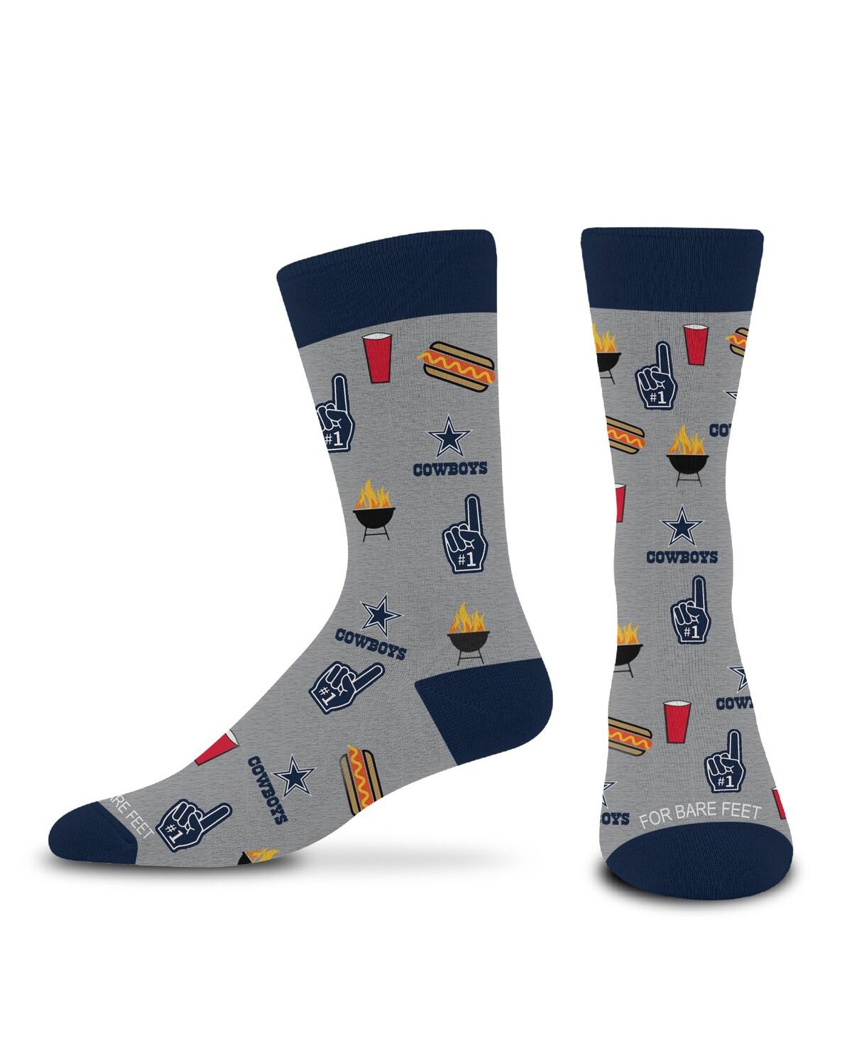 For Bare Feet Men's And Women's Gray Dallas Cowboys Tailgate Crew Socks In Gray