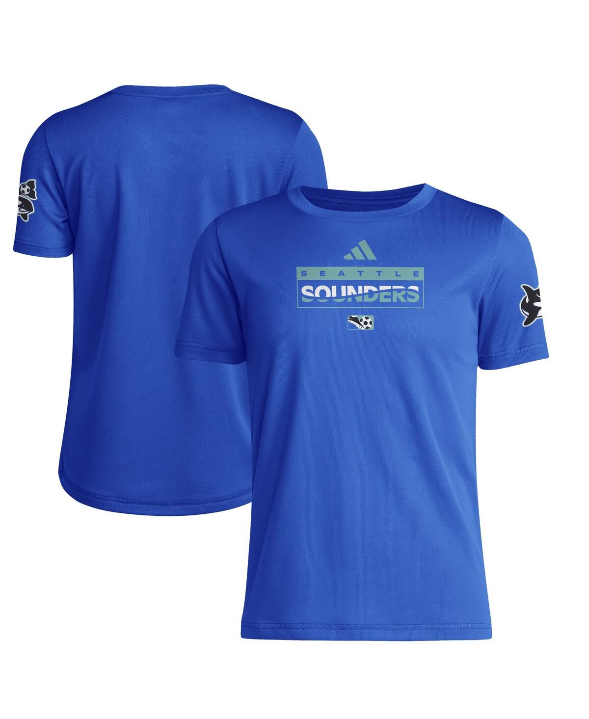 Adidas Big Boys and Girls Blue Seattle Sounders Fc 2025 Archive Collection Jersey Hook T-Shirt