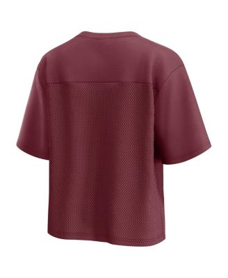 Women's Maroon Minnesota Golden Gophers Tall Script Overlay Mesh V-Neck Fashion Top