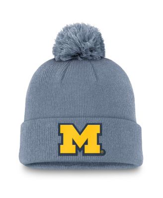 Jordan - Men's Gray Michigan Wolverines Standard Cuffed Pom with Knit Hat