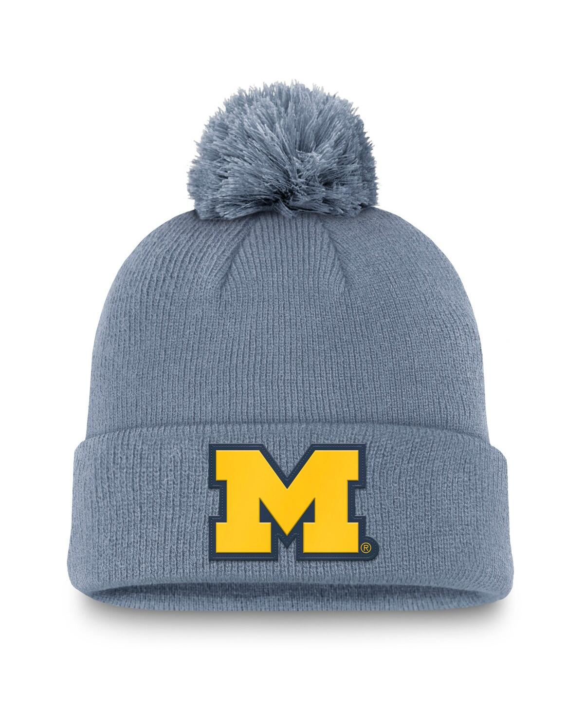 Jordan Men's Gray Michigan Wolverines Standard Cuffed Pom with Knit Hat