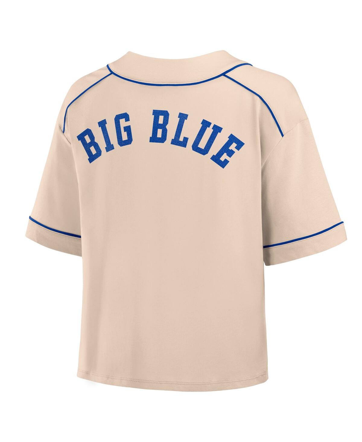 Fanatics Women's Tan Kentucky Wildcats Oversized Dominant Force Cropped V-neck T-shirt In Brown