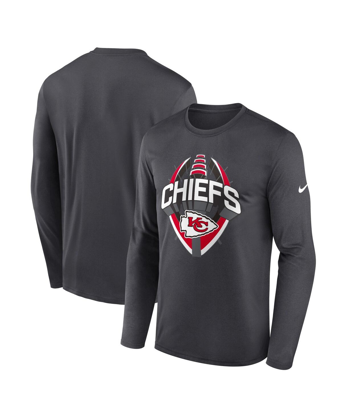 Nike Anthracite Kansas City Chiefs Primetime Legend Icon Performance Long Sleeve T-shirt In Gray