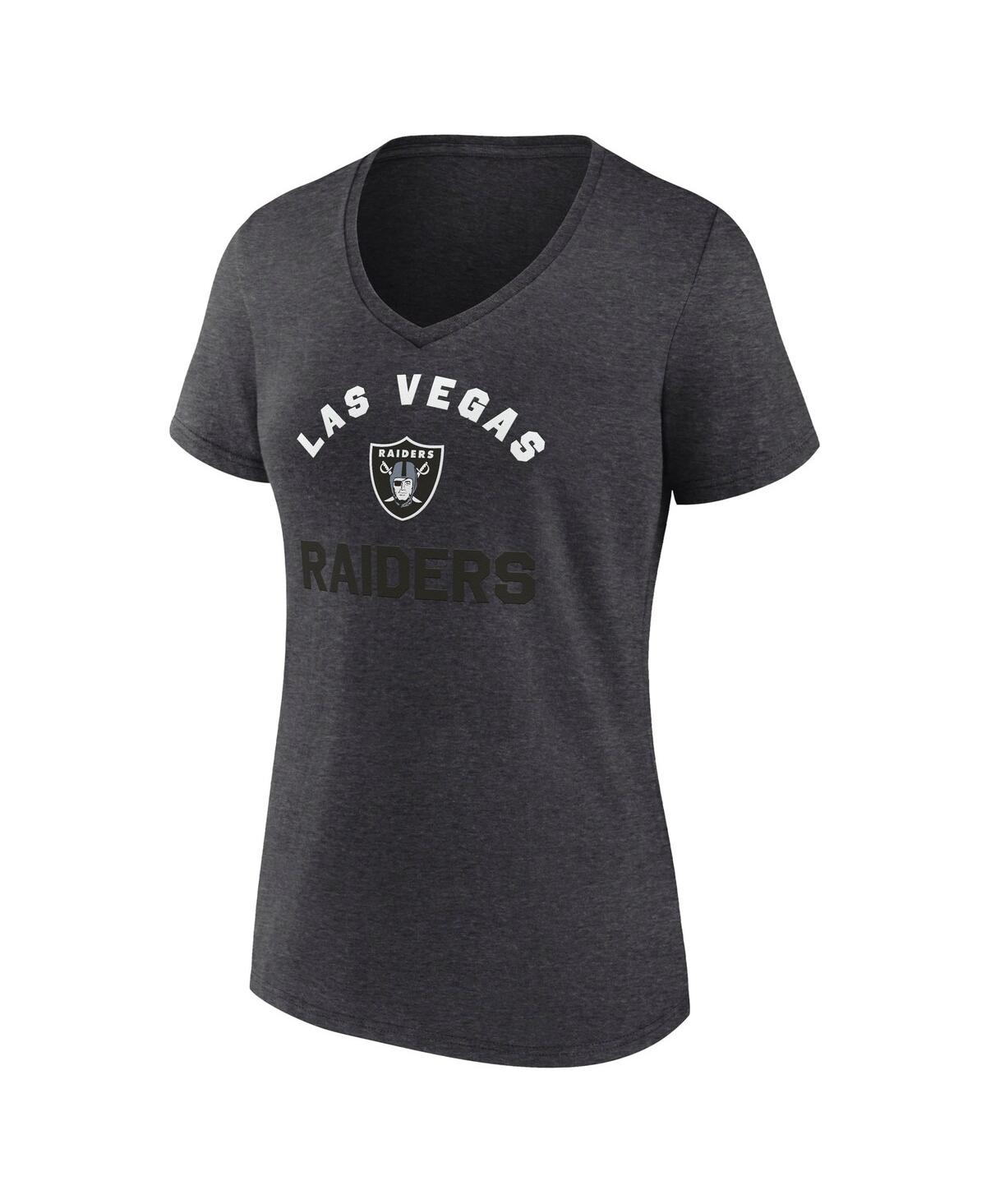 Logo Athletic Women's Heather Charcoal Las Vegas Raiders Unrivaled V-neck T-shirt In Gray