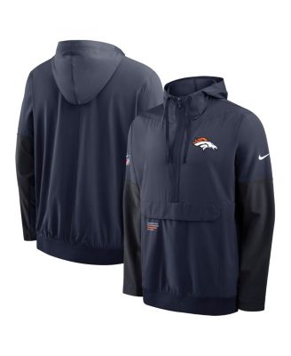 Nike - Men's Navy Denver Broncos Sideline Anorak Half-Zip Hoodie Jacket
