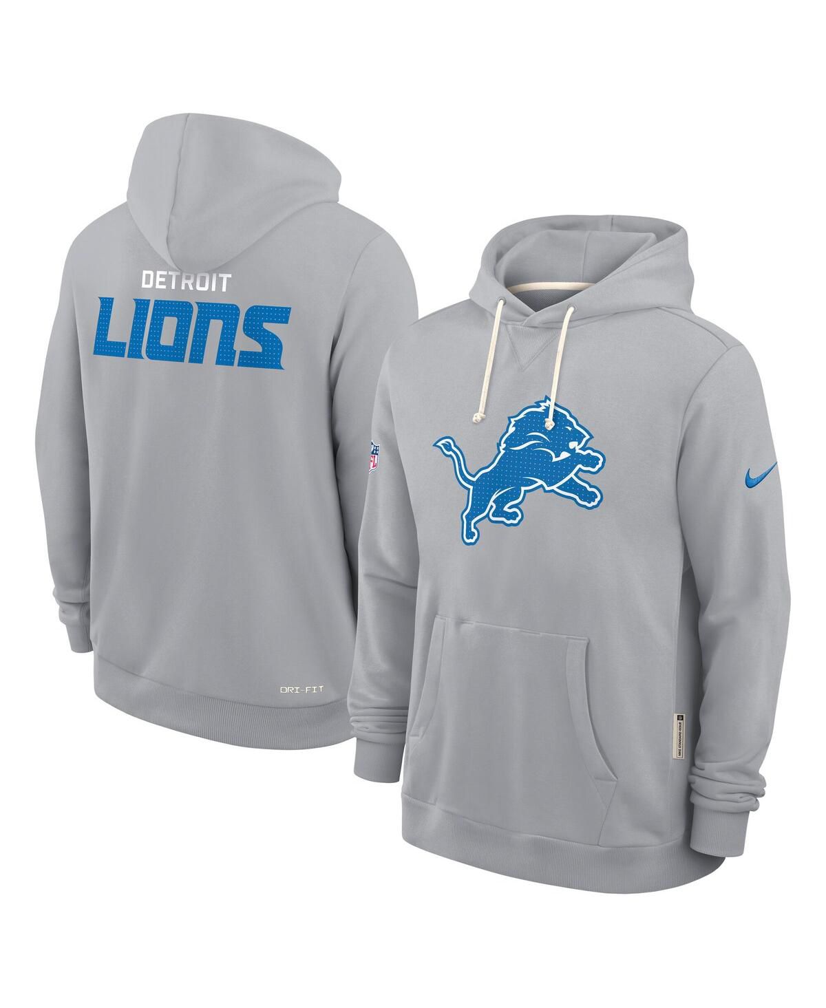 Мужская серая толстовка с капюшоном Detroit Lions Sideline Standard Issue Initial Home Dri-FIT