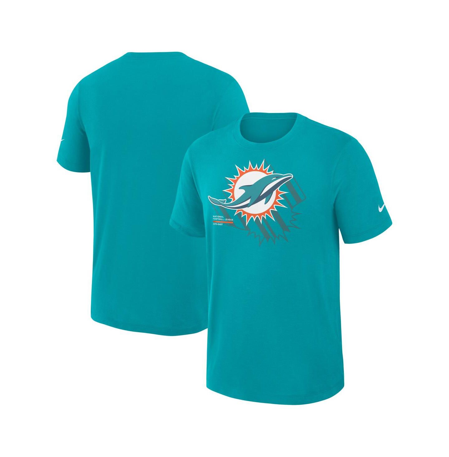 Мужская футболка Nike Aqua Miami Dolphins Left End Run Slub Performance — фото 1