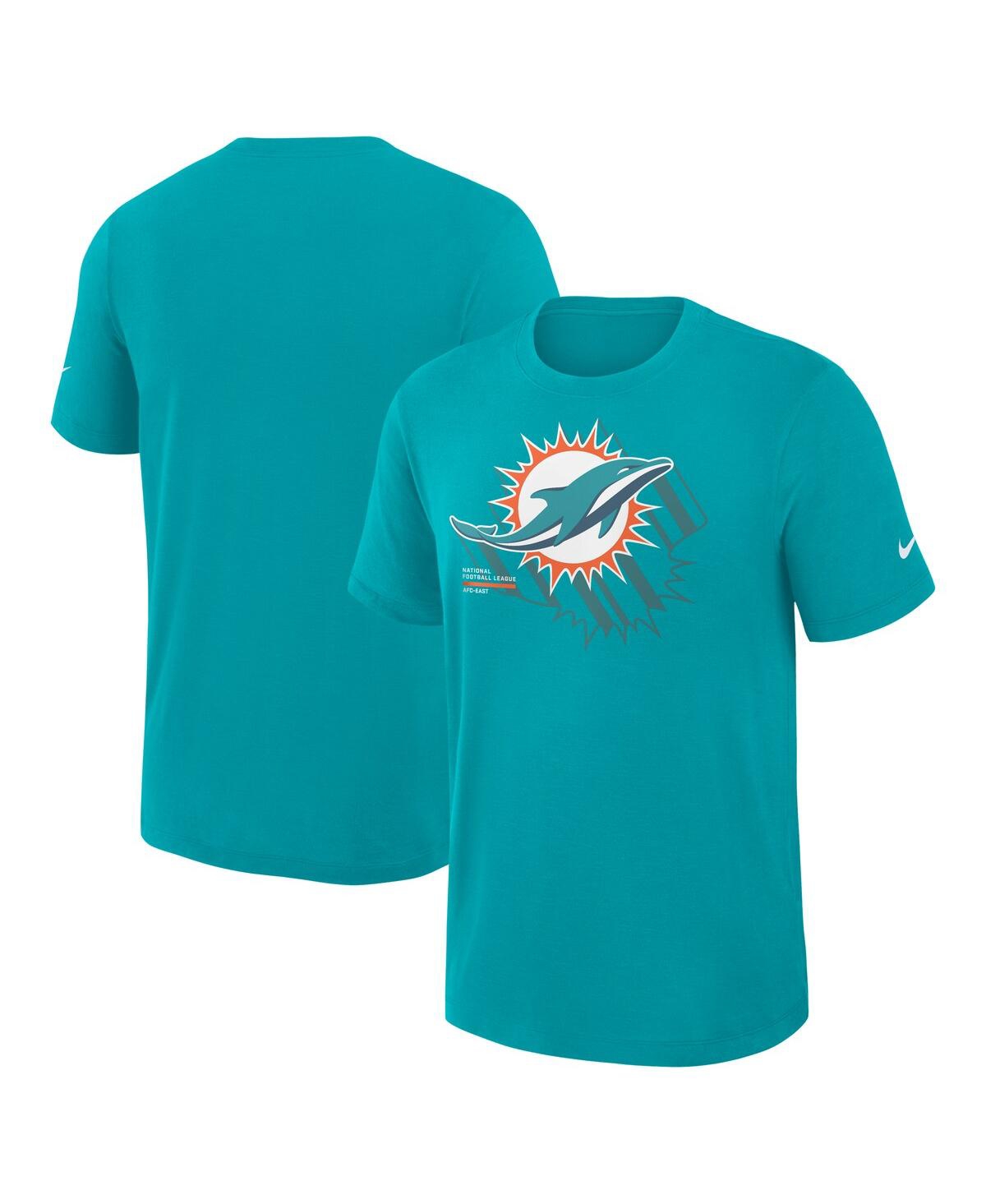 Nike Aqua Miami Dolphins Left End Run Slub Performance T-shirt In Blue