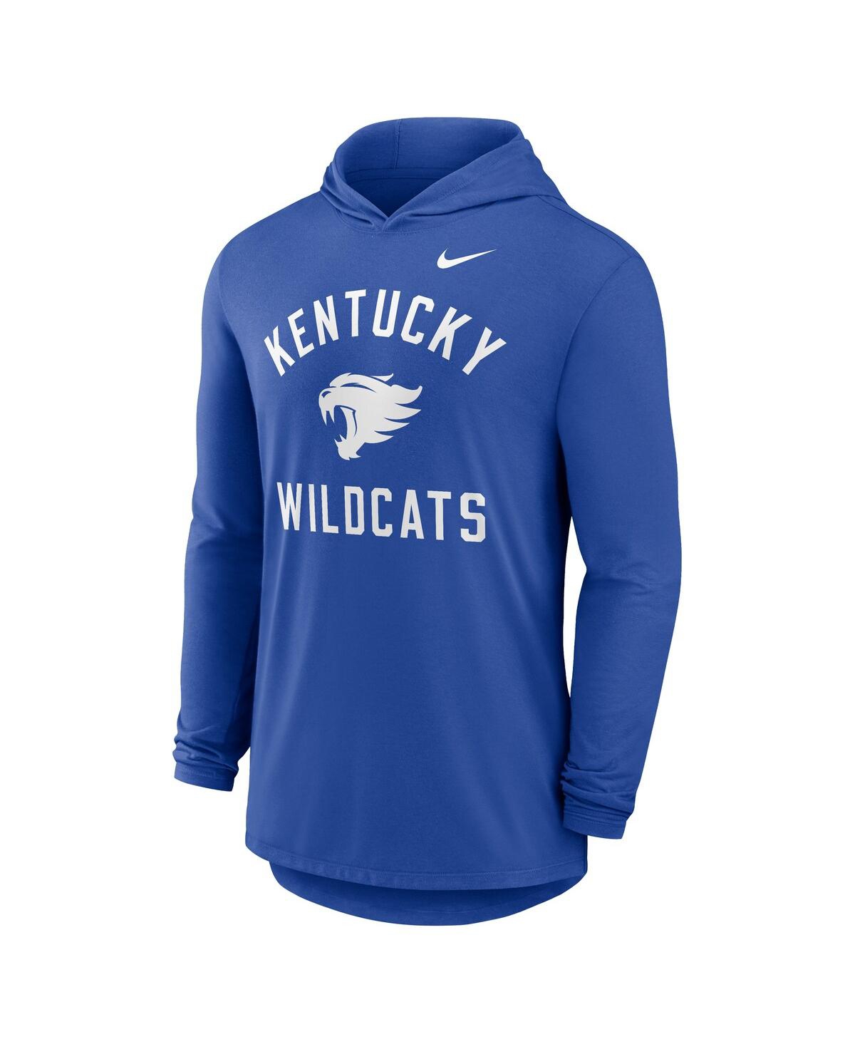 Nike Royal Kentucky Wildcats Classic Arch Tri-blend Long Sleeve Hoodie T-shirt In Blue
