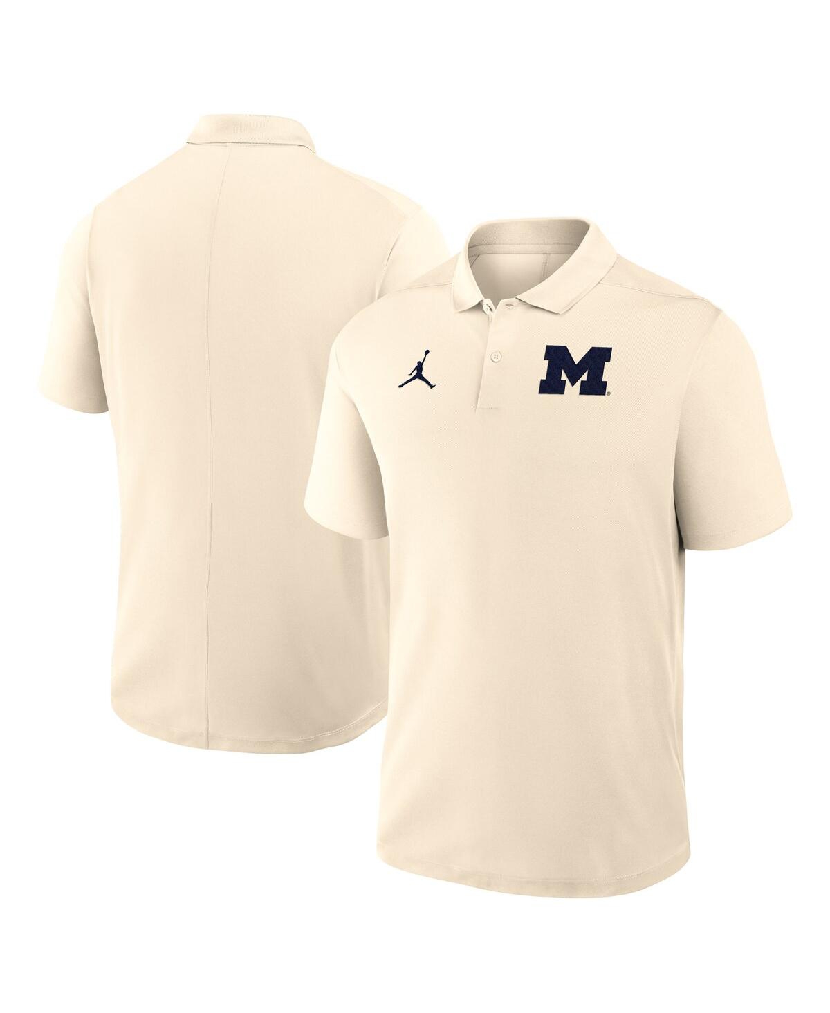 Jordan Men's Tan Michigan Wolverines Primary Logo Victory Performance Polo Shirt In Neutral
