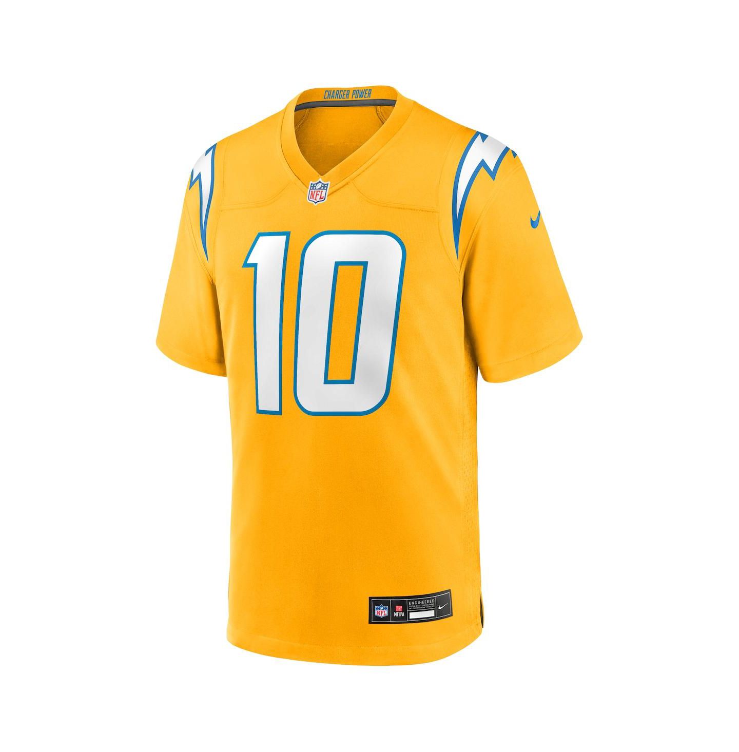 Мужской топ Nike Justin Herbert Gold Los Angeles Chargers Alternate Charger Power Game Player Jersey — фото 2