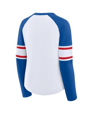 Women's White/Royal Buffalo Bills Redzone Blitz Package Raglan Lace-Up V-Neck Long Sleeve T-Shirt