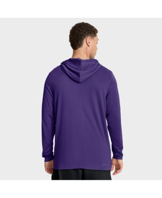 Men's Purple LSU Tigers 2025 Sideline Performance Long Sleeve Hoodie T-Shirt