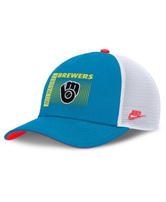 Nike - Men's Teal Milwaukee Brewers Neon 90s Rise Structured Performance Adjustable Trucker Hat