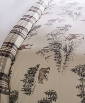 Home Lodge Toile Reversible 3-Pc. Duvet Cover Set, King