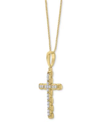 Men's Diamond Openwork Cross 22" Pendant Necklace (1/2 ct. t.w.) in 14k Gold-Plated Sterling Silver