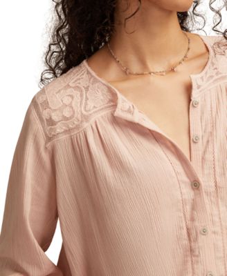 Women's Long Sleeve Pintuck Bubble Top