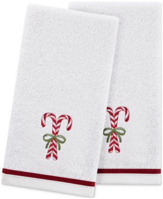 Holiday Candy Canes Turkish Cotton 2-Pc. Hand Towel Set, 16" x 28"