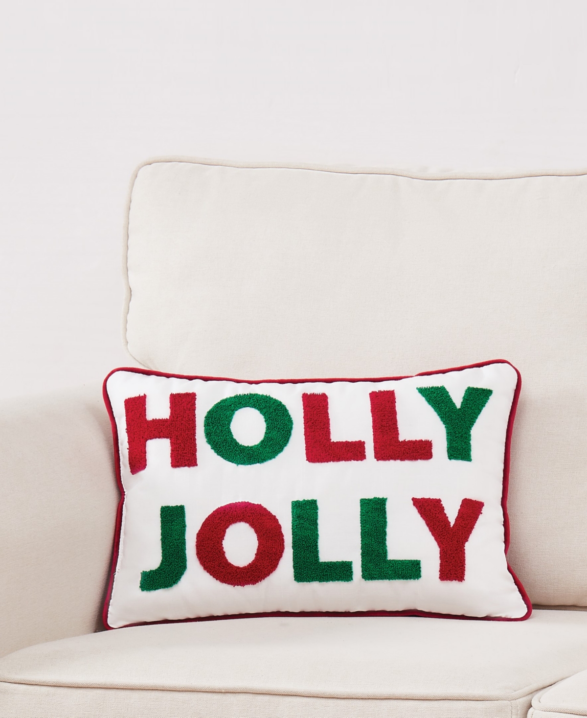 Truly Soft Holly Jolly Decorative Pillow In White