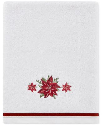 Holiday Poinsettias Turkish Cotton 2-Pc. Hand Towel Set, 16" x 28"