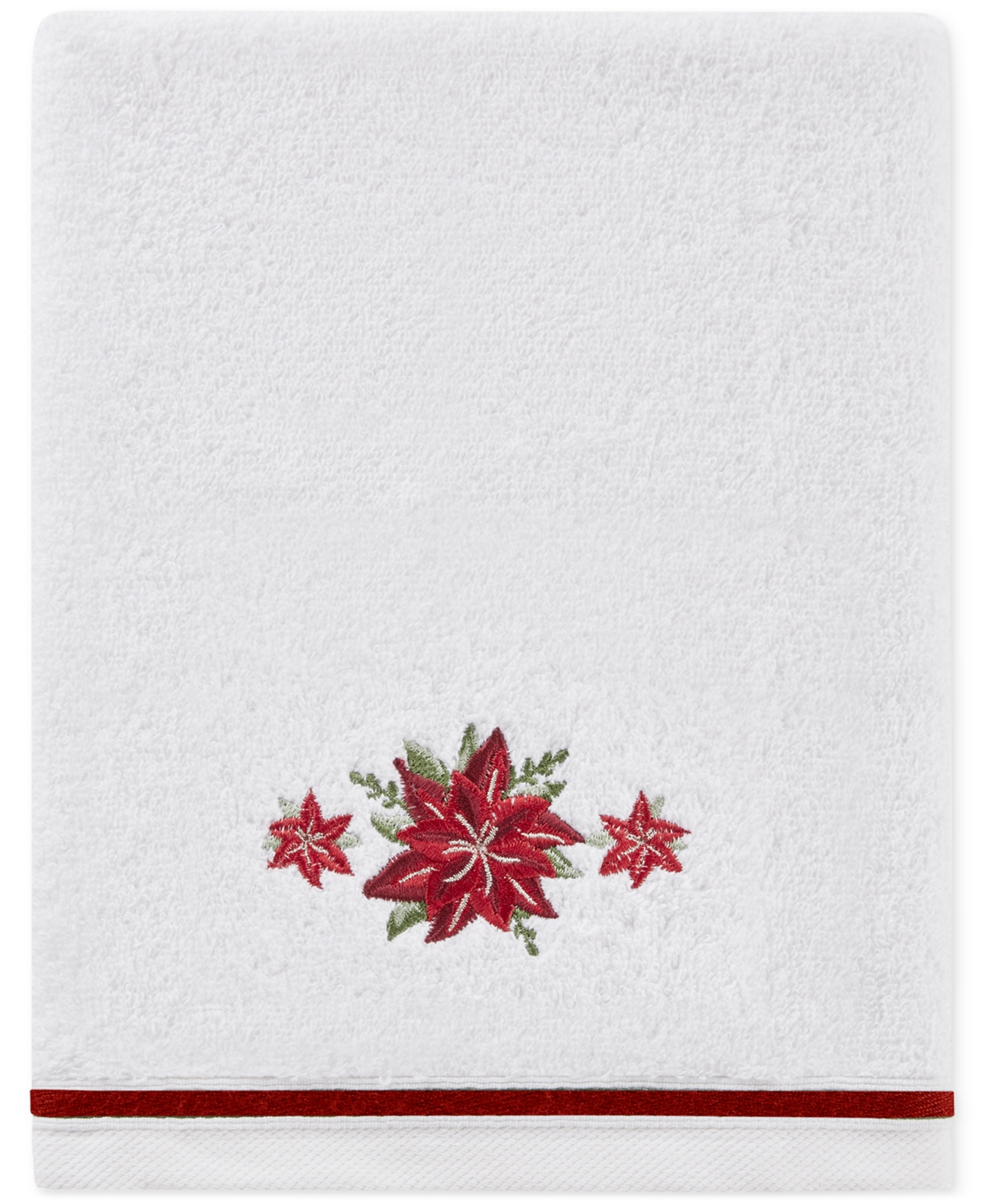 Decor Studio Holiday Poinsettias Turkish Cotton 2-pc. Hand Towel Set, 16" X 28" In White