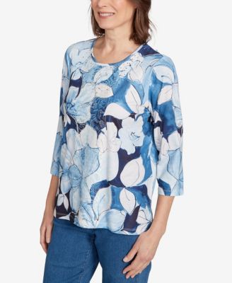 Women's Classic Monotone Floral Embellished Top