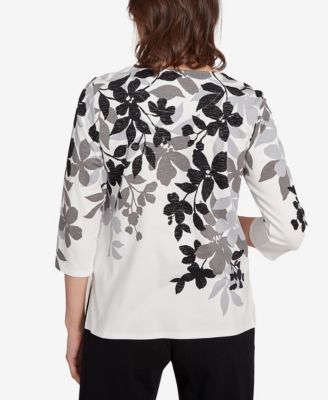 Women's Classic Shadow Leaf Three Quarter Sleeve Top