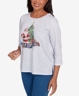 Women's Classic Santa and Tree Print Top