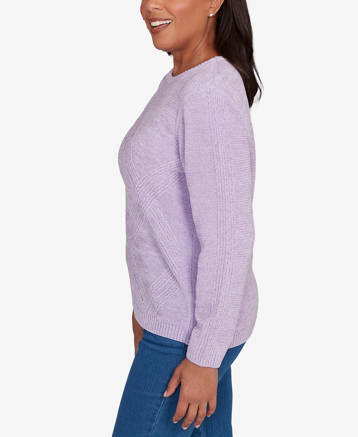 Alfred Dunner Petite Chenille Pullover Sweater In Purple