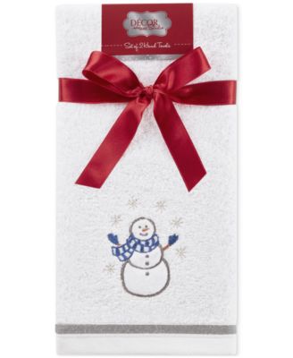 Holiday Snowman Turkish Cotton 2-Pc. Hand Towel Set, 16&amp;quot; x 28&amp;quot;