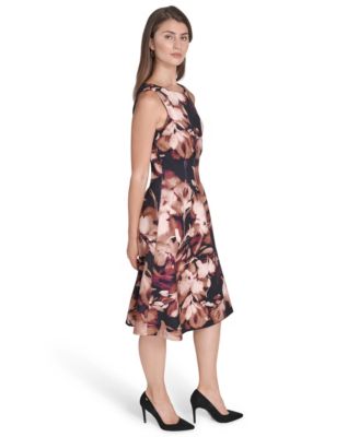 Women's Printed Tucked Scuba Dress
