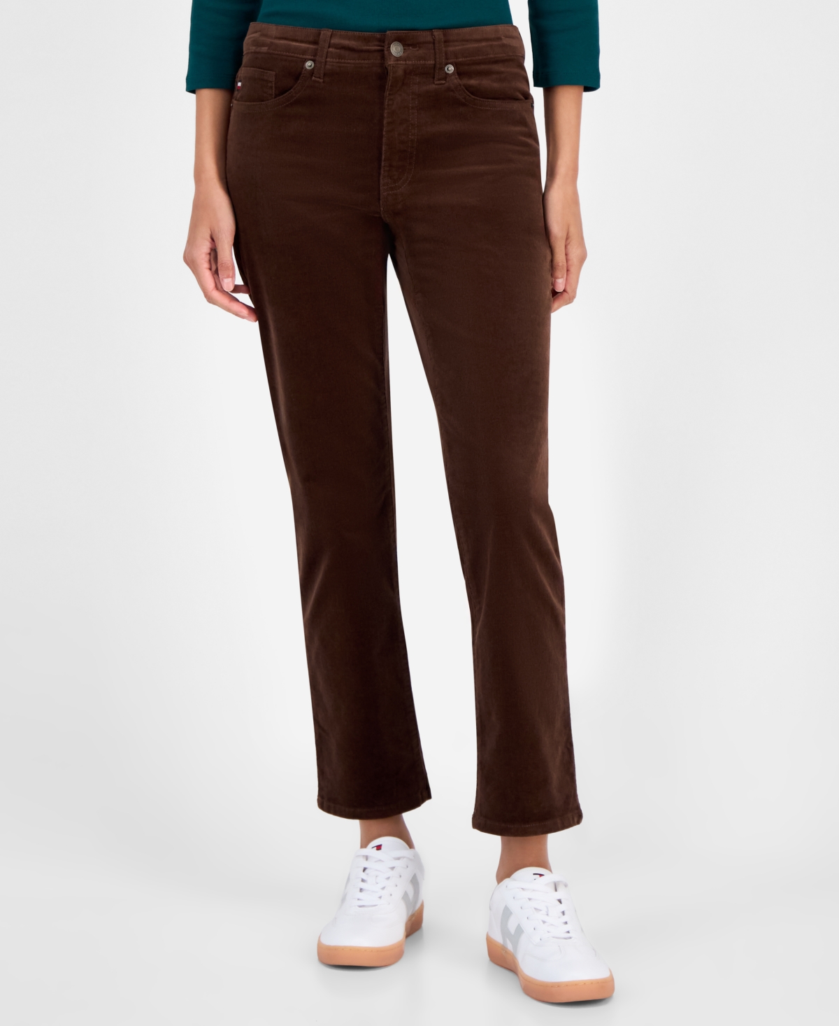 Tommy Hilfiger Women's Straight Corduroy Pants In Brown