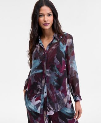 Women's Printed Long-Sleeve Blouse