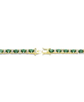 Sterling Silver with Colored Cubic Zirconia Tennis Bracelet in White Gold Plated, 14K Gold Plated, or 18K Rose Gold Plated