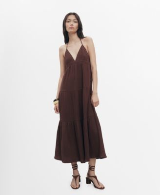 MANGO - Women's V-Neck Cotton Dress