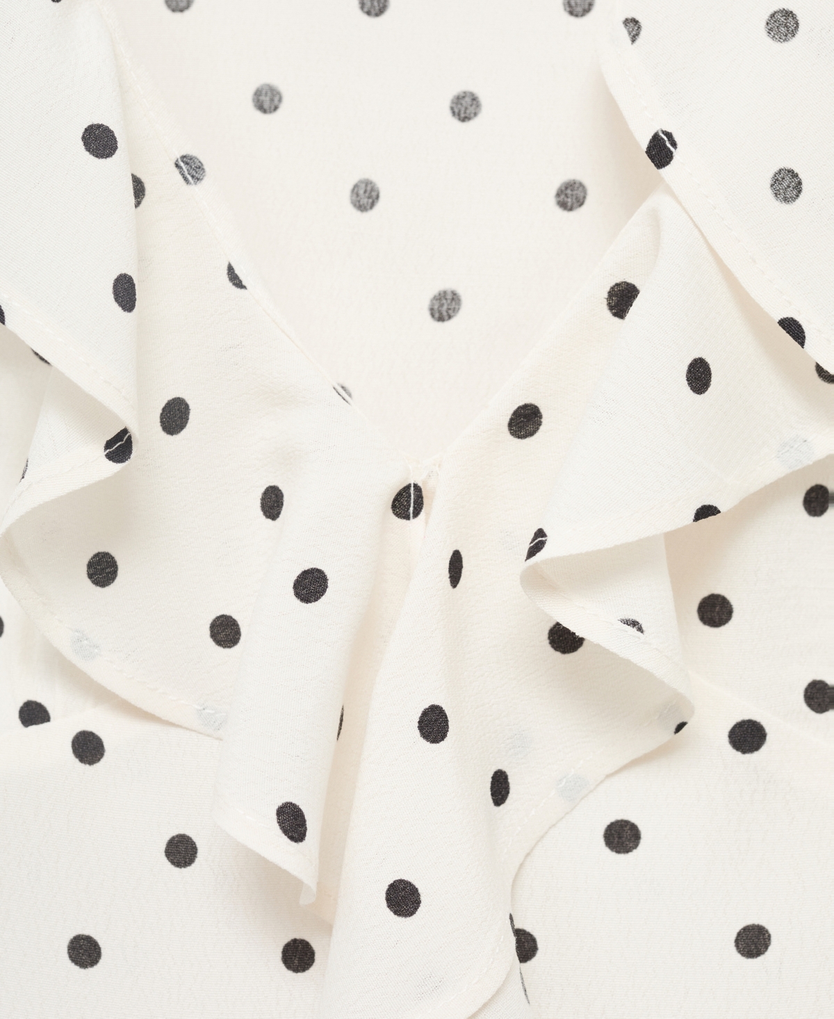 Mango Polka-dot Blouse With Ruffles Off White In White