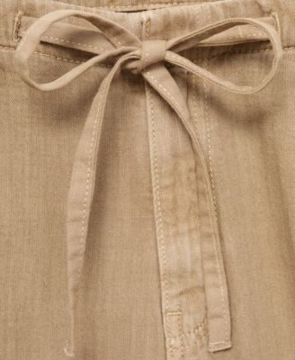 Women's Belted Wide Leg Denim Pants