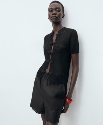 Women's Crochet Toggle Button Cardigan