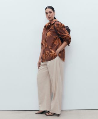 Women's Palm Print Cotton Shirt