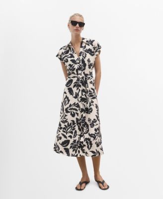 MANGO - Women's Floral Print Shirt Dress