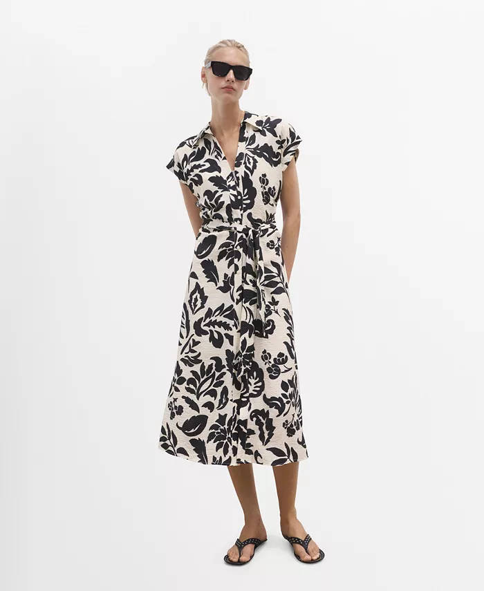 Women's Floral Print Shirt Dress - thumbnail 9