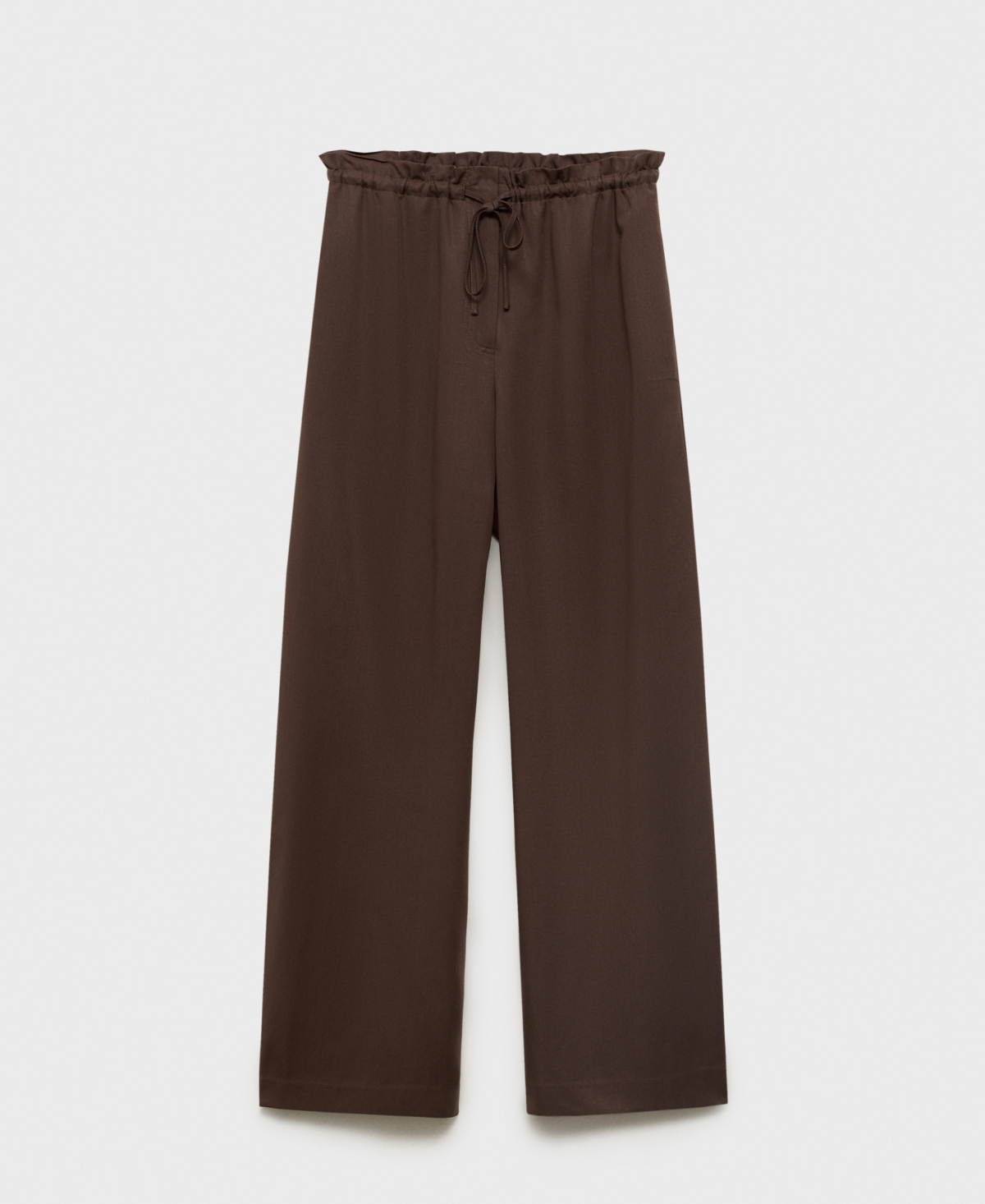 Mango Drawstring Wide Leg Pants In Brown