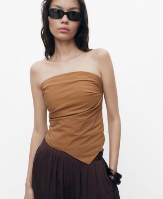 MANGO - Women's Asymmetrical Strapless Top