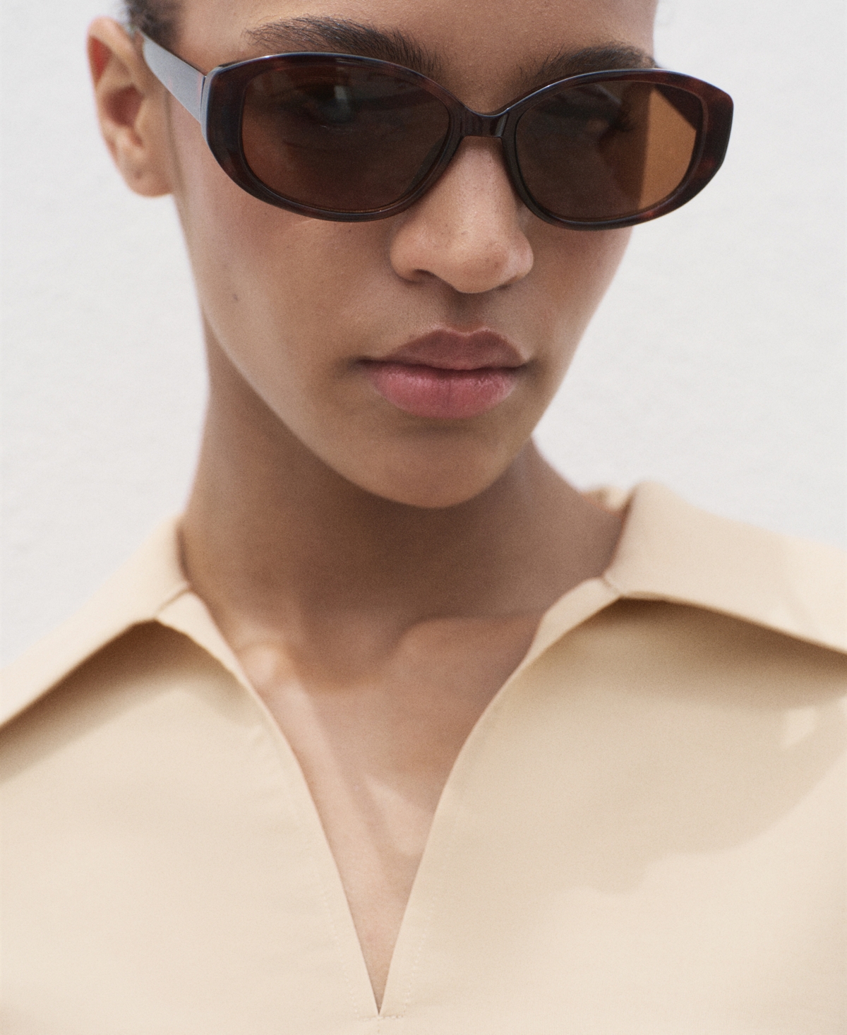 Mango Oversized Three-quarter Sleeve Shirt Sand In Sand