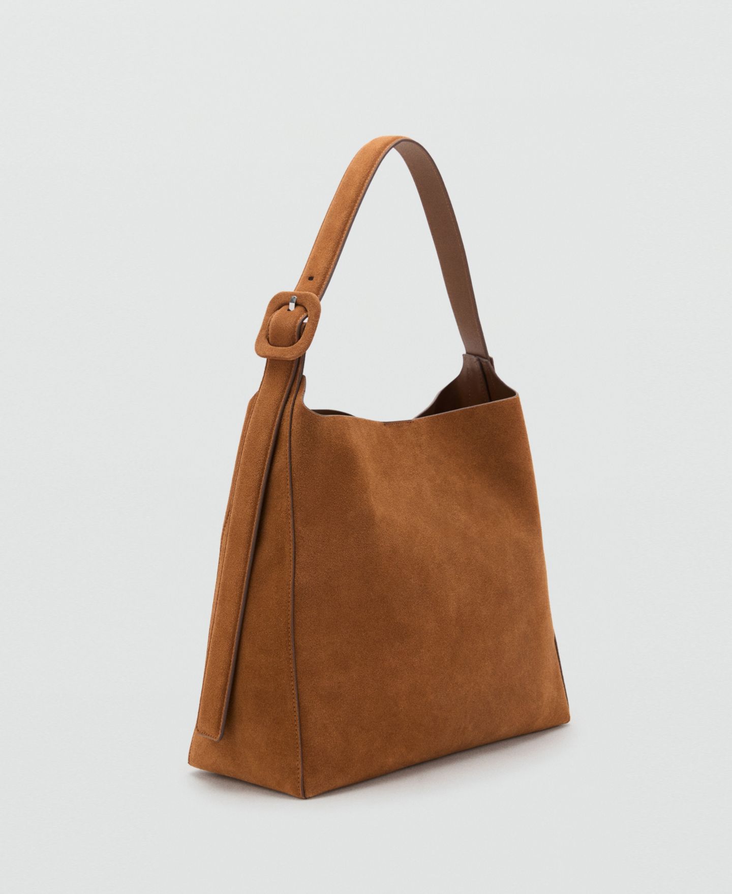 Женская сумка MANGO Large Suede Leather Shopper, цвет: Кожаный — фото 2
