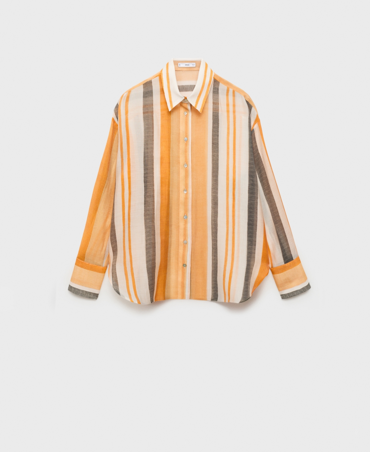 Mango Striped Button-up Shirt In Orange